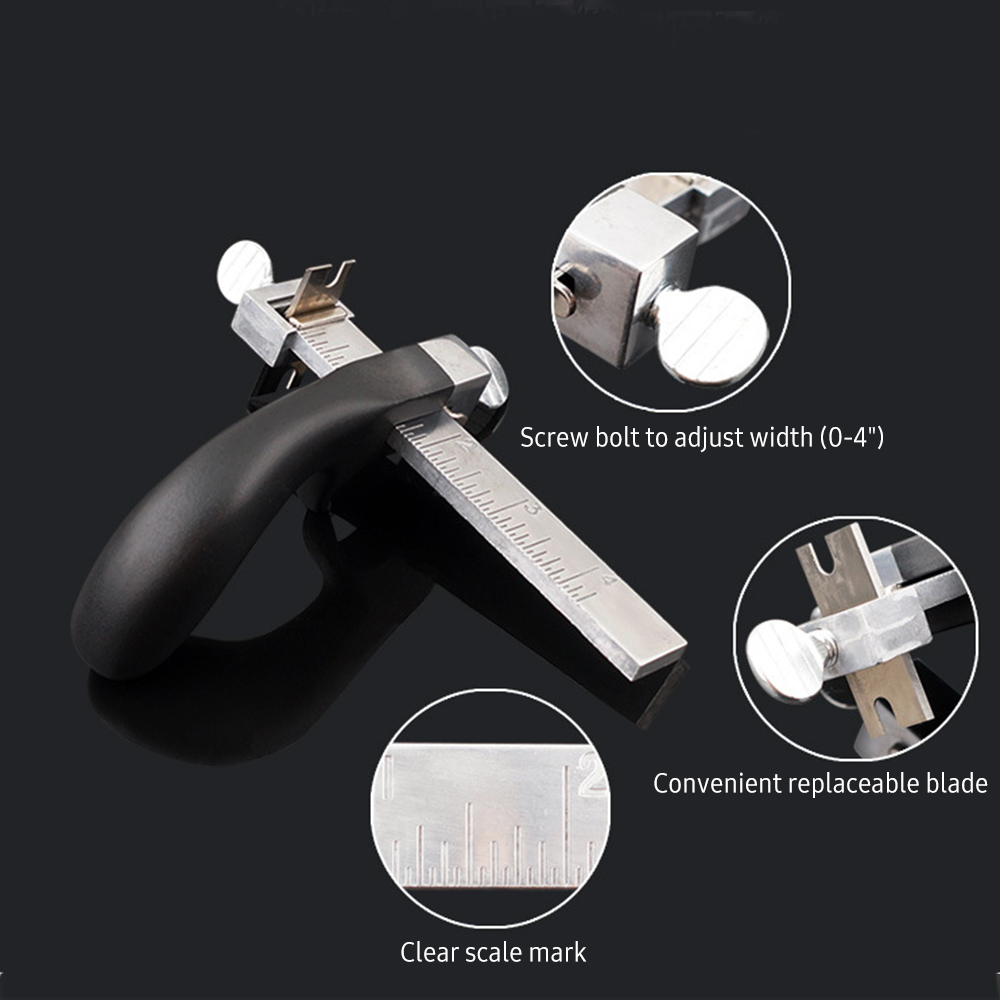 Leather Strap Cutter Hand Cutting Leather Tool Leather Strip Belt Cutter with Gauge Aluminium Handle for DIY Leathercraft