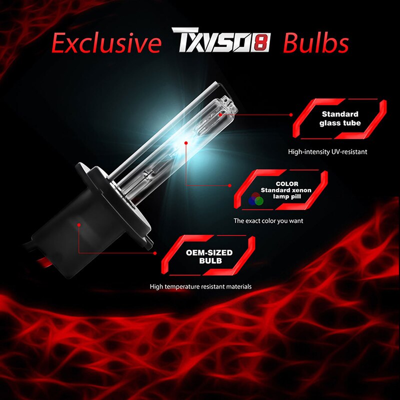 ! TXVSO8-bombillas de faro delantero de coche HID, Kit Universal de xenón H7 55W 12V, 3000K a 12000K H1 a 9007 lámparas