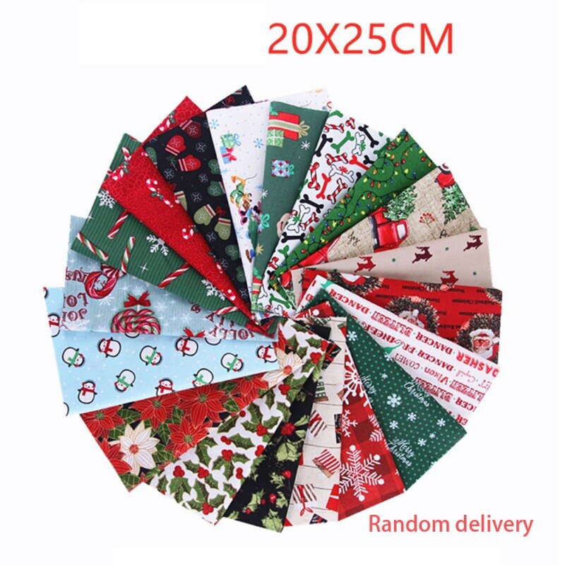 5/10Pcs Christmas Cotton Fabric Bundles Sewing Square Patchwork Precut Scraps For DIY Christmas Stocking Tree Wreath Doll Dress: B