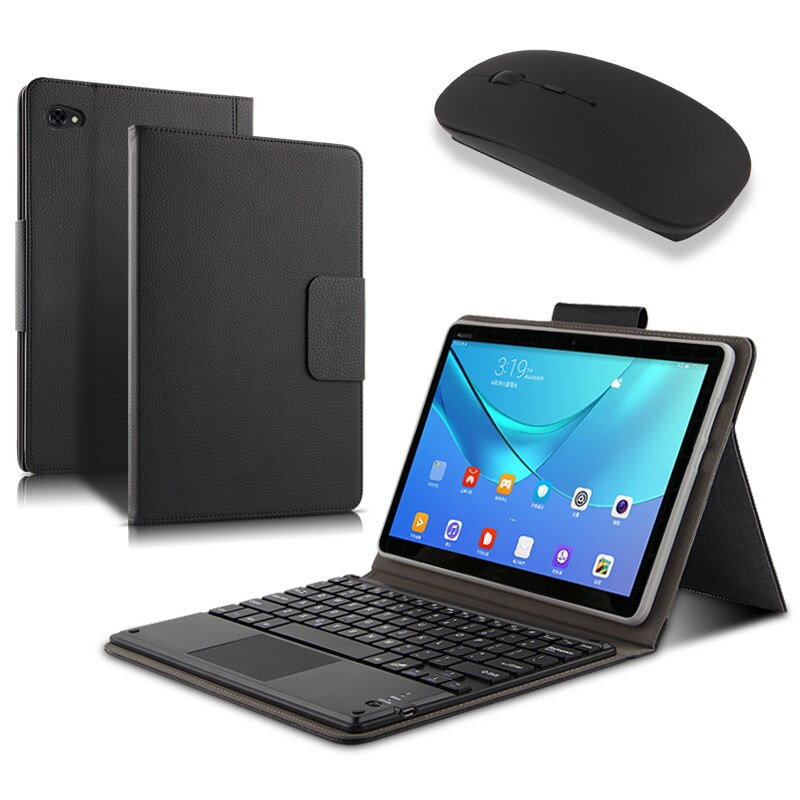 Fodral för huawei mediapad  m5 lite 10 10.1 "fodral bah 2-w09 bah 2-l09 bah 2-w19 magnetiskt löstagbart bluetooth-tangentbordsfodral: Svart och mus