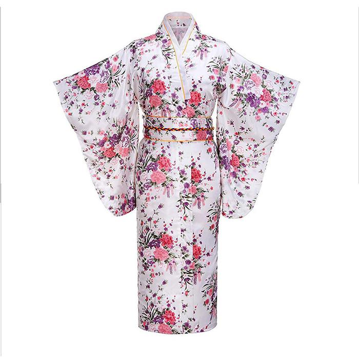 Kimono tradicional japonés de talla grande para mujer, ropa Vintage, novedad clásica, disfraz de Cosplay, ropa de actuación suave de manga larga: Pink B