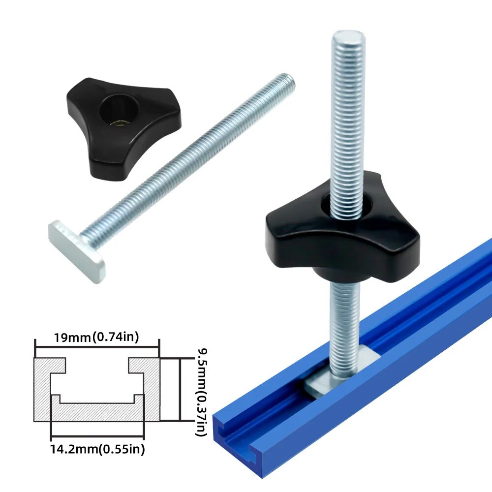 Kit de boutons de boulons en T, écrou coulissant pour piste d'onglet, fente en T, jeu de boulons et d'écrous en T, vis en T et écrou à bouton en plastique, 10/16 pièces