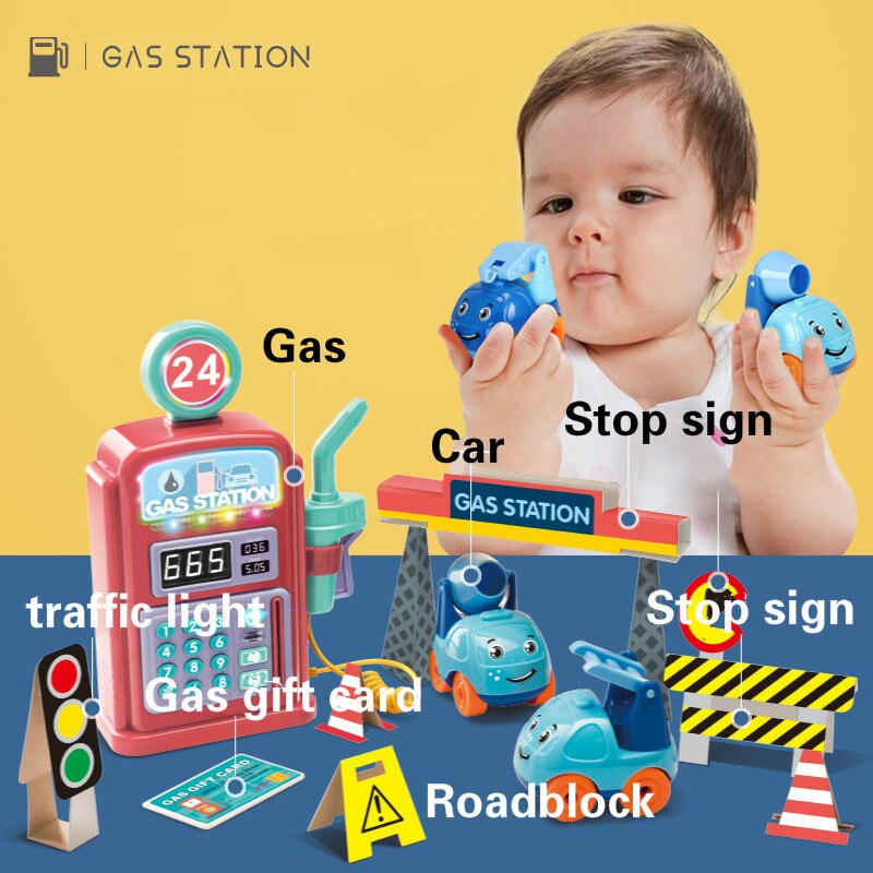Simulation Gas Station Toy Set Vehicles Kids Educational Toys Gas Station Set Play Accessories For Children With Car