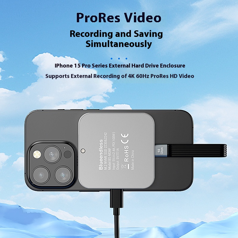 M.2 NVMe Type-c Phone Magnetic SSD Enclosure with 10 Gbps 2T for IPhone Tablet Compatible Model NVME Both 2230and2242 SSD Dock