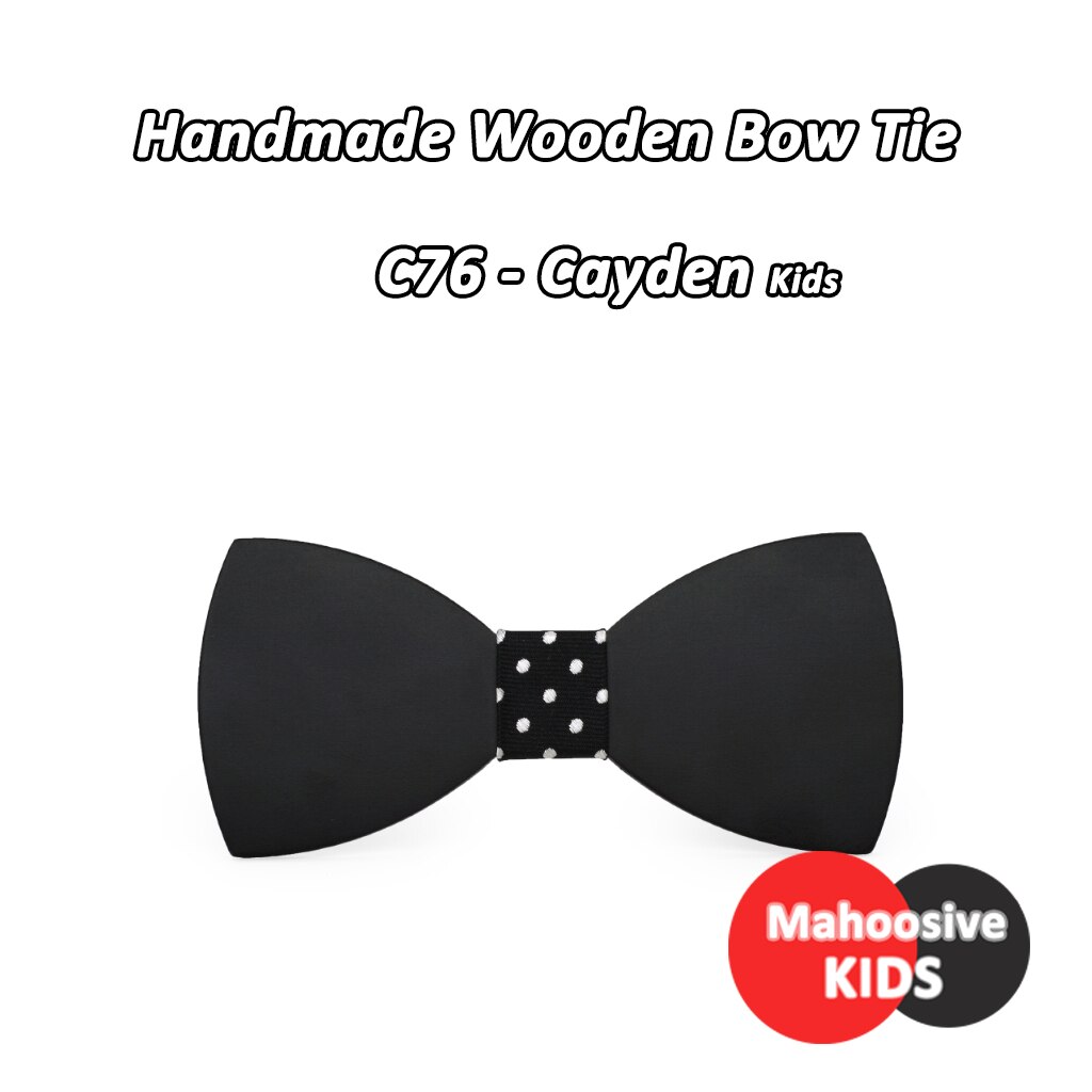 Mahoosive Kinderen Kids Jongens Hout Effen Kleur Wedding Pre Gebonden Clip Kind Nek Strikjes Stropdassen C71-C76 COMBO: C76 - Cayden kids