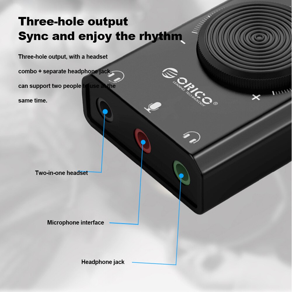 USB Sound Card External Stereo Microphone Speaker Earphone Audio Jack 3.5mm Cable Adapter Mute Switch Volume Adjustment Free Dri