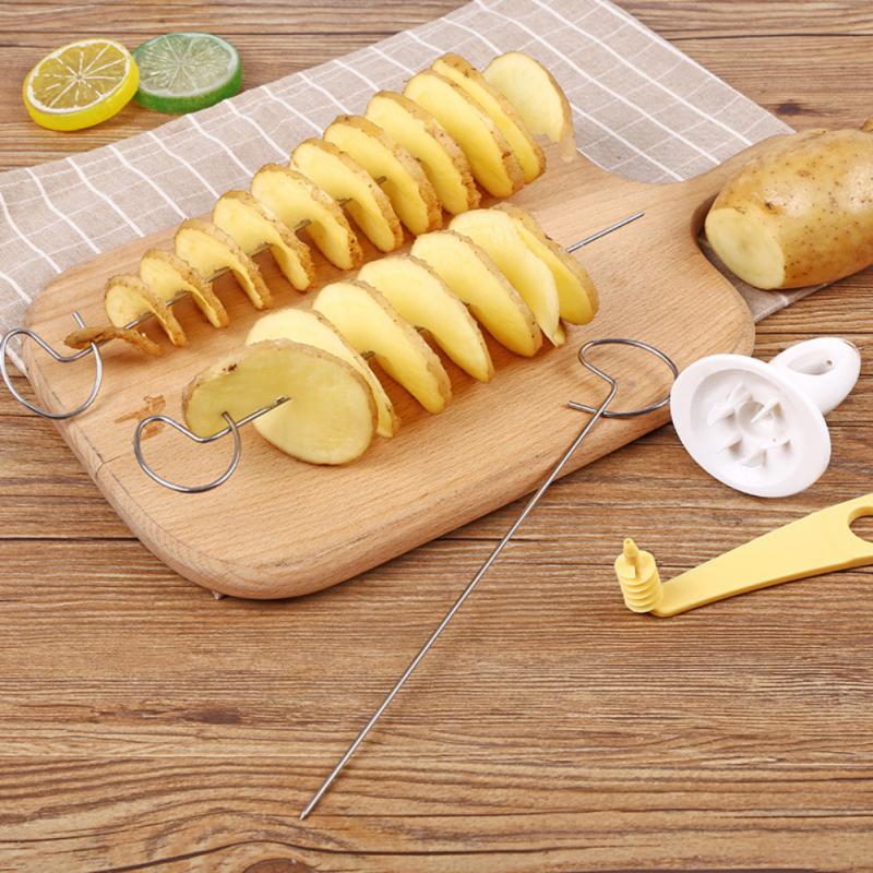 3 String Rotate Potato Slicer Stainless Steel Manual Twisted Potato Slice Cutter DIY String Rotate Potato Slicer Kitche Tools