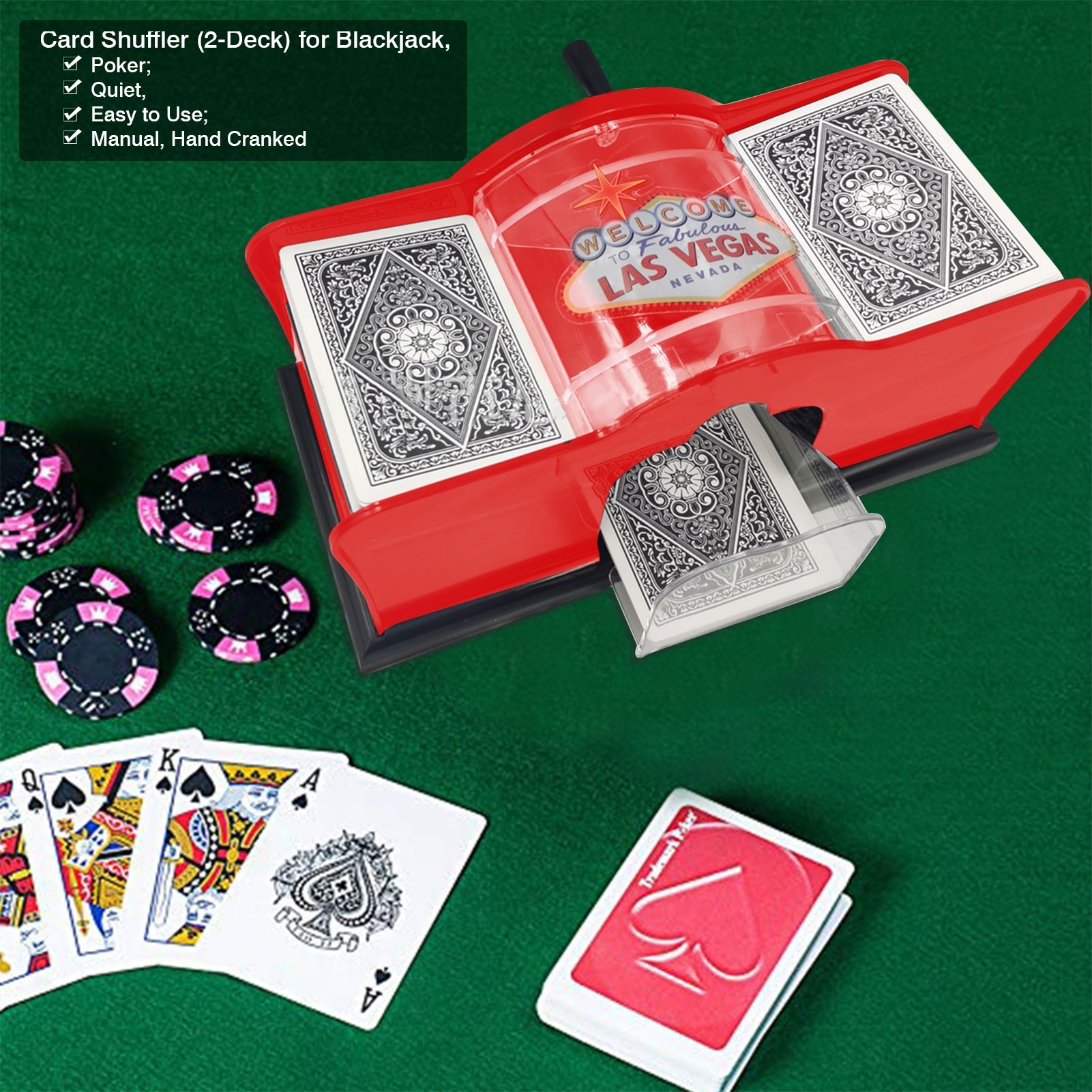Plastic Hand Cranked Card Shuffler 2 Deck Card Shuffler Manual Card-shuffling Tool Board Games Card Games Shuffling