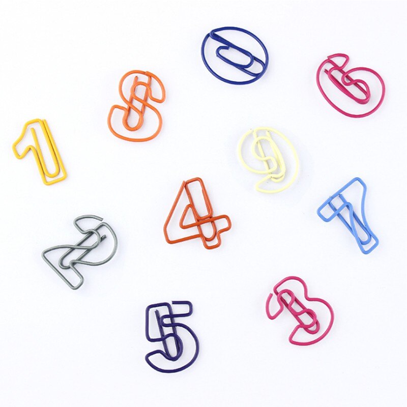 10pcs/pack metal digital paper clips simple student stationery paper clips office paper clips