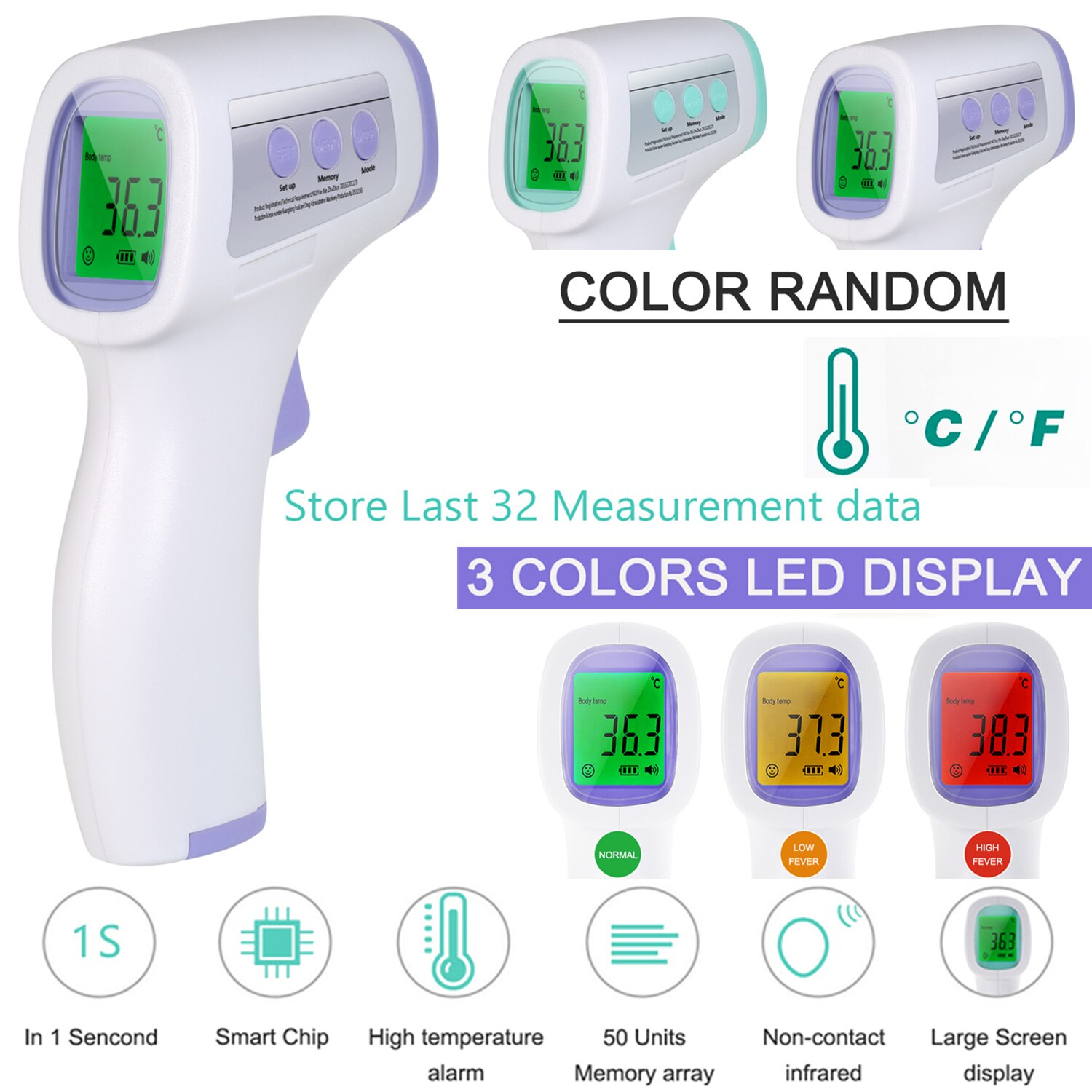 Digital Infrared Thermometer Non Contact Temperature Meter hygrometer Temperature Fever Digital Measuring Tools thermal sensor: MD1073