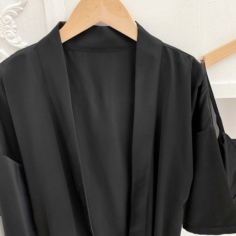 Qweek Zijde Vrouwen Nachtkleding 3 Stuk Gewaad Pyjama Set Sexy Kimono Nachtkleding Lente Nachtjapon Vrouwelijke Kant Nachtjapon Badjas Dames