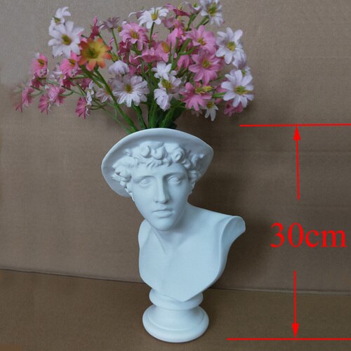 Vit harts david skulptur huvud vas blomsterarrangemang original imitation gips heminredning vas marseille ariadne vaser: 30cm cowboy