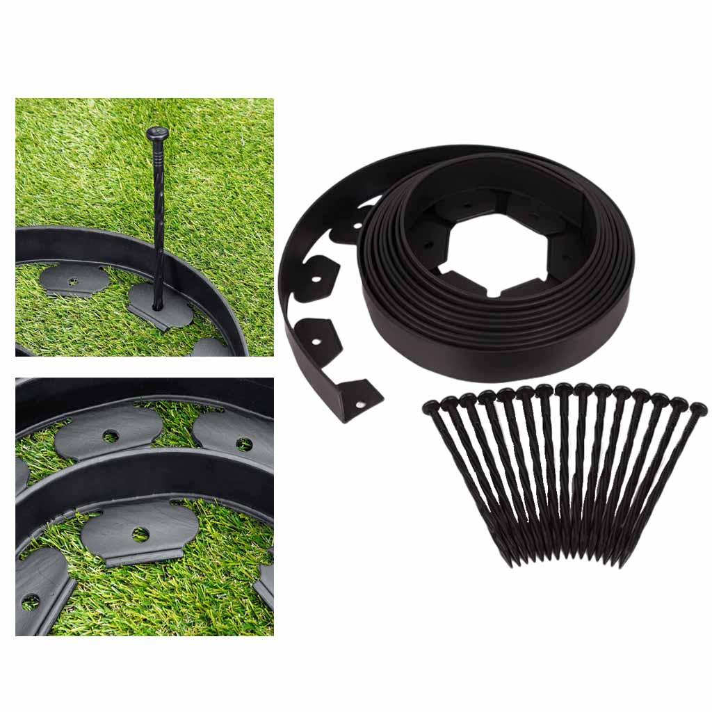 5M Garden Flexible Landscape Edging Kit Lawn Grass Edging Border Garden Patio Greening Belt with Nails Easy Install Insert