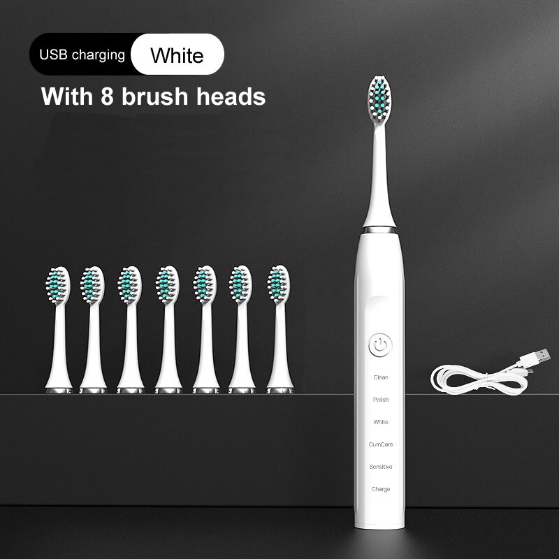 gollinio Sonic Electric Toothbrush Adult Timer Brush 5 Mode USB Charger Rechargeable Tooth Brushes Replacement Heads Set GL12A