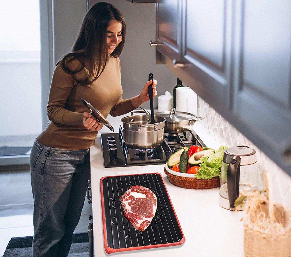 Plato de descongelación rápida para frutas, bandeja de descongelación rápida para alimentos, descongelación de carne, placa de descongelación rápida, utensilios de cocina