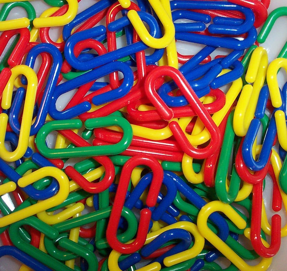 100 stk tilfældig farve papegøje c-klip tygge legetøj fugl plast c-link krog papegøje krog link kæde legetøj