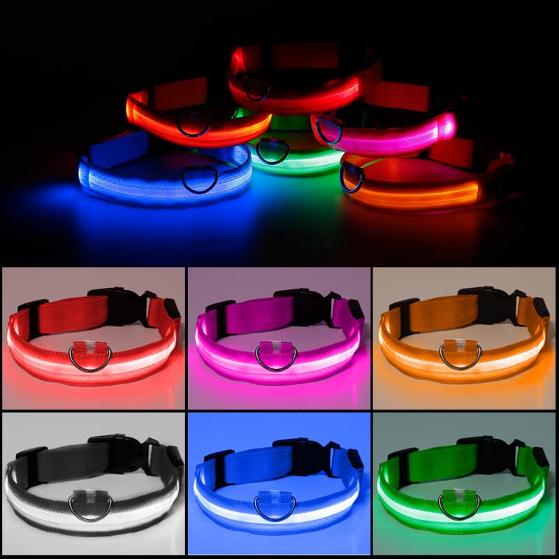 Usb Oplaadbare Nylon Led Dog Pet Collar Knipperende Lichtgevende Veiligheid Light Up Pet Veiligheid Led Leash Rope Belt TSLM1