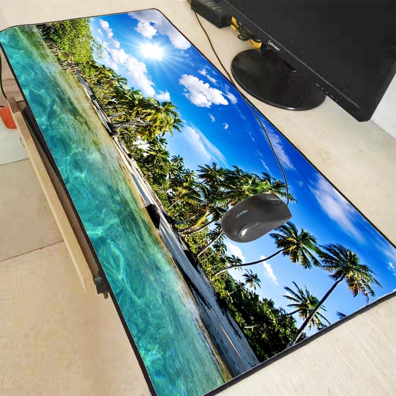 Natureza mousepad 400x900 grande mouse pad nuvem xxl azul tapetes de mesa jogos praia tapete escritório acessórios para computador