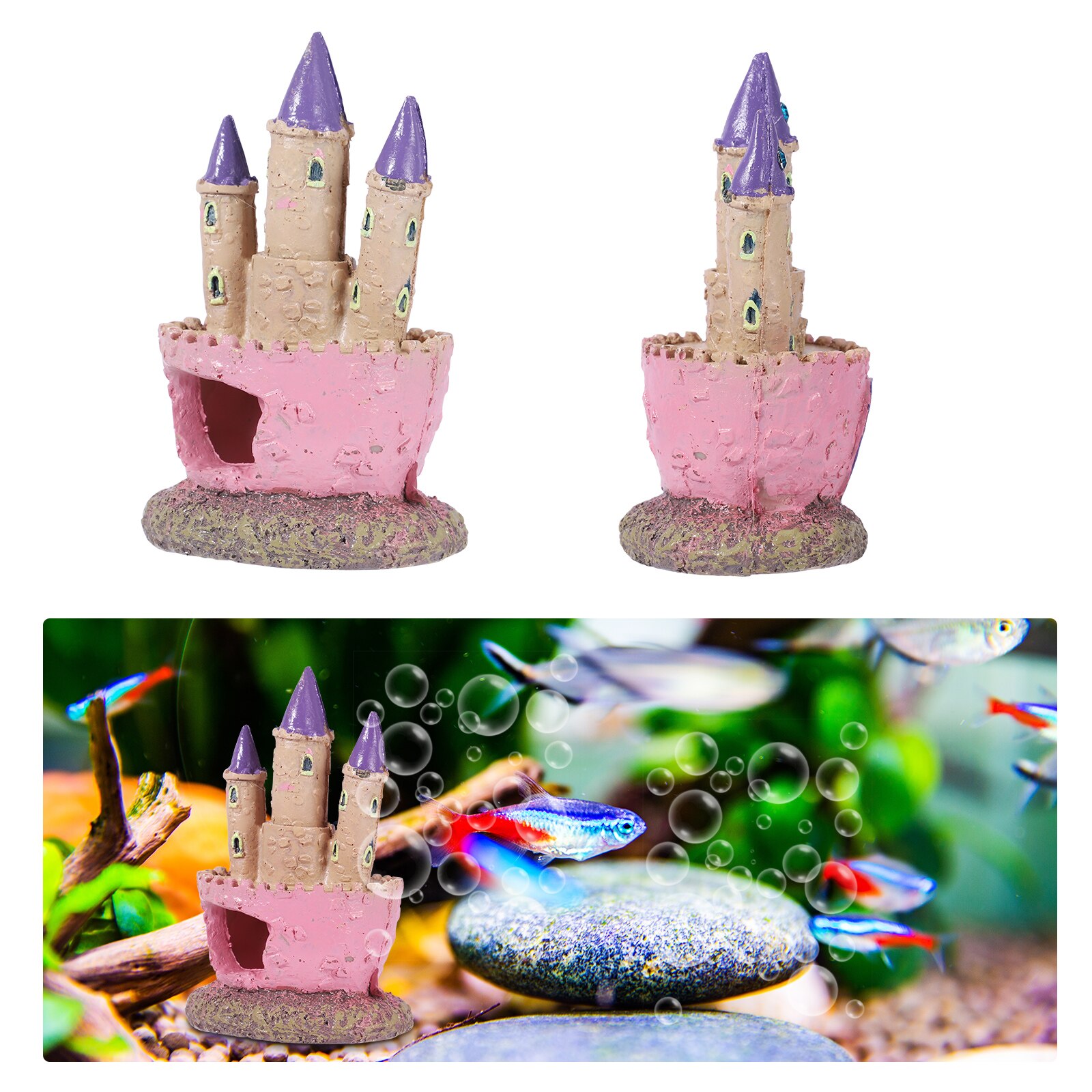 Castillo de princesa rosa, cueva de peces, adorno de Acuario, decoración de pecera, novedad