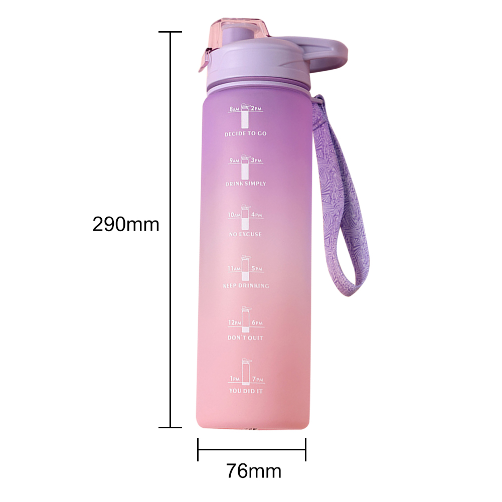 1L Large Capacity Water Bottle Straw Cup High Temperature Plastic Water Cup Time Scale Frosted Outdoor Sports Student Couple Cup: C