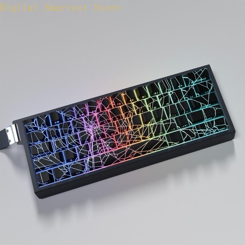 85AA 64/74Key Keycaps Customs Spiders Web Keycap Set Side Print Backlit Key Keycaps for 61/64/68 Mechanical Keyboards