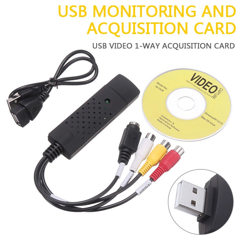 USB 2.0 VHS to DVD Audio Video Converter Capture Card Scart Kit Portable Capture Car Adapter With Leads &amp; Cable