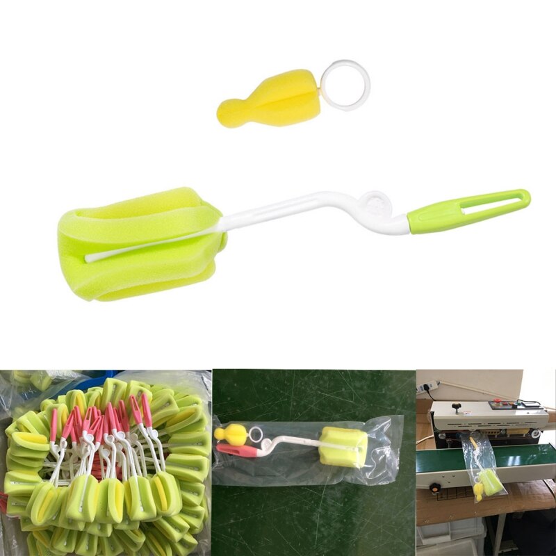 1 ensemble biberon brosse de nettoyage outil mamelon 360 degrés rotation éponge alimentation tasse paille nettoyant