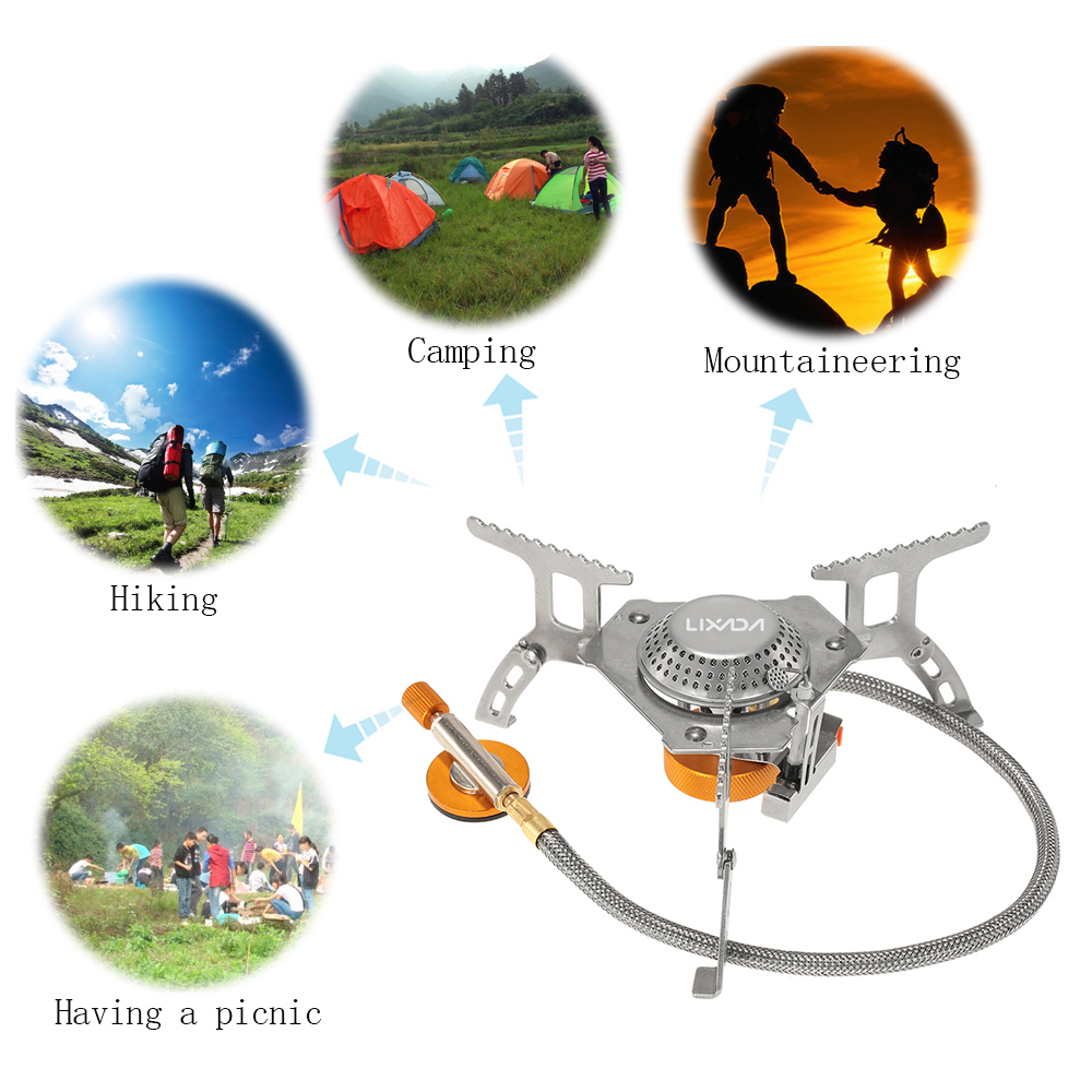 Lixada équipement de Camping 3000W Camping cuisinière à gaz en plein air carburant pliant Camping ustensiles de cuisine Portable pliable cuisson cuisinière à fente 캠