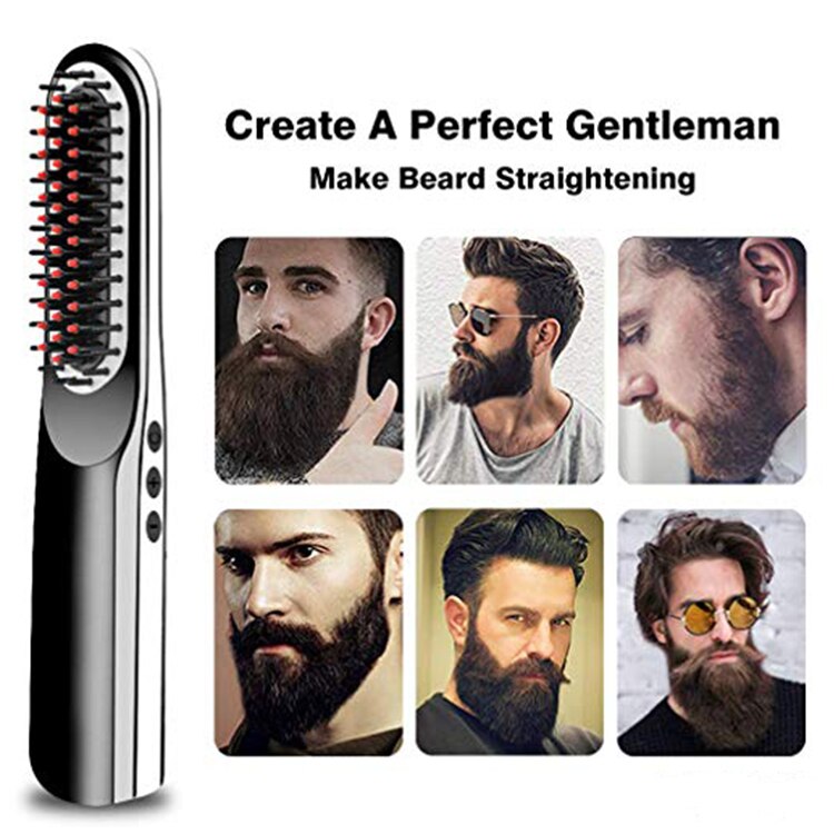 Wszystko w jednym USB szczotka robić prostowania włosów, przenośna bezprzewodowa szczotka robić prostowania brody, elektryczny grzebień robić włosów dla mężczyzn