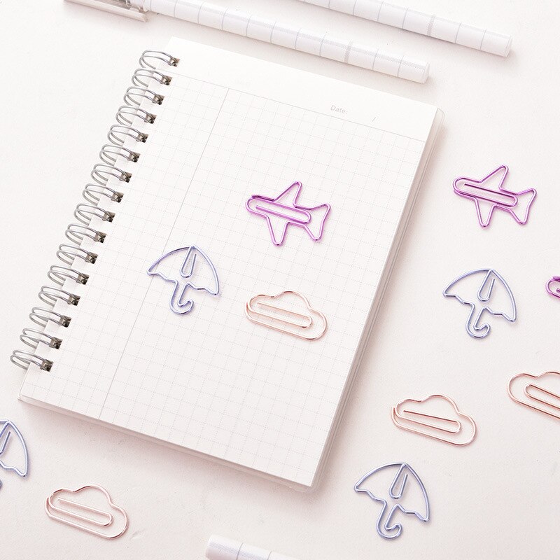 12pcs/lot Cute Mini Paper Clips Material Escolar Kawaii Stationery Clear Binder Clips Photos Tickets Notes Letter Paper Clip