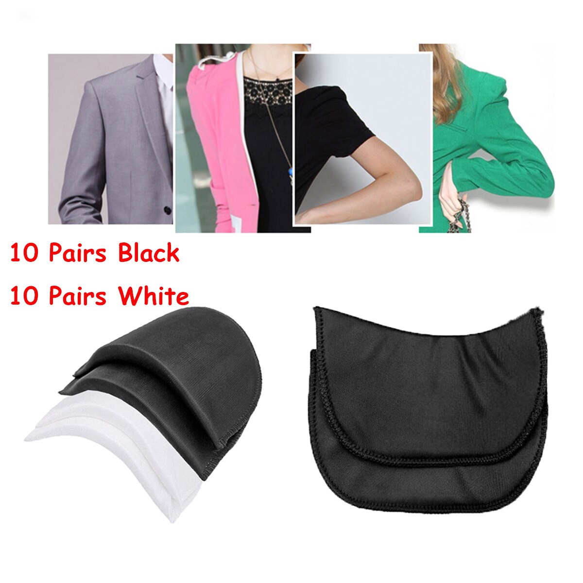 20 Pair Practical Shoulder Pads Convenient Sewing Sponge Pads Useful Shoulder Pad for Blazer Clothes (Black and White,: As Shown