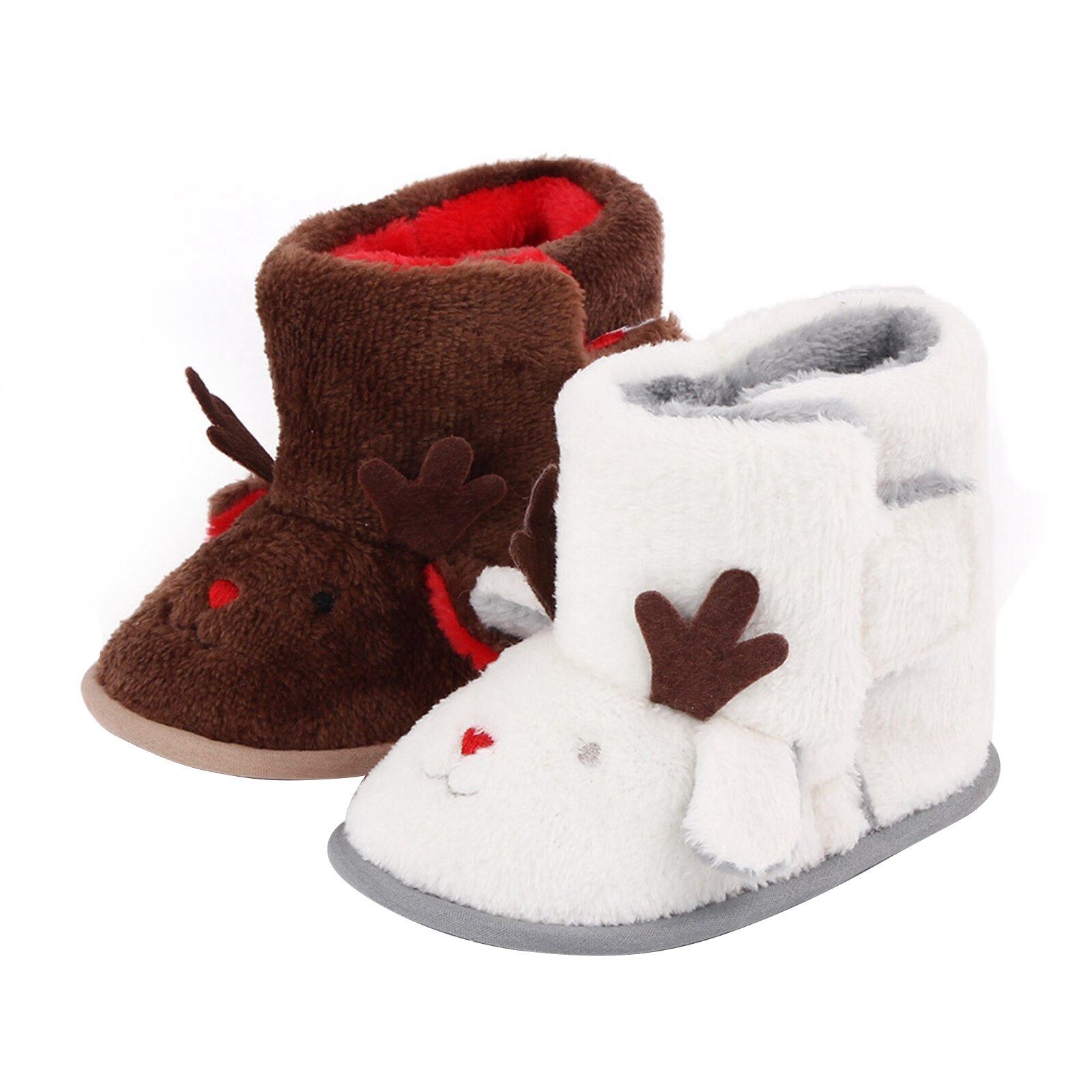 Baby Jungen Mädchen Weihnachten Cartoon Tier Booties Weiche Sohle Plüsch Fleece Hausschuhe Winter Kleinkind Erste Wanderer Nicht-Slip Bottom
