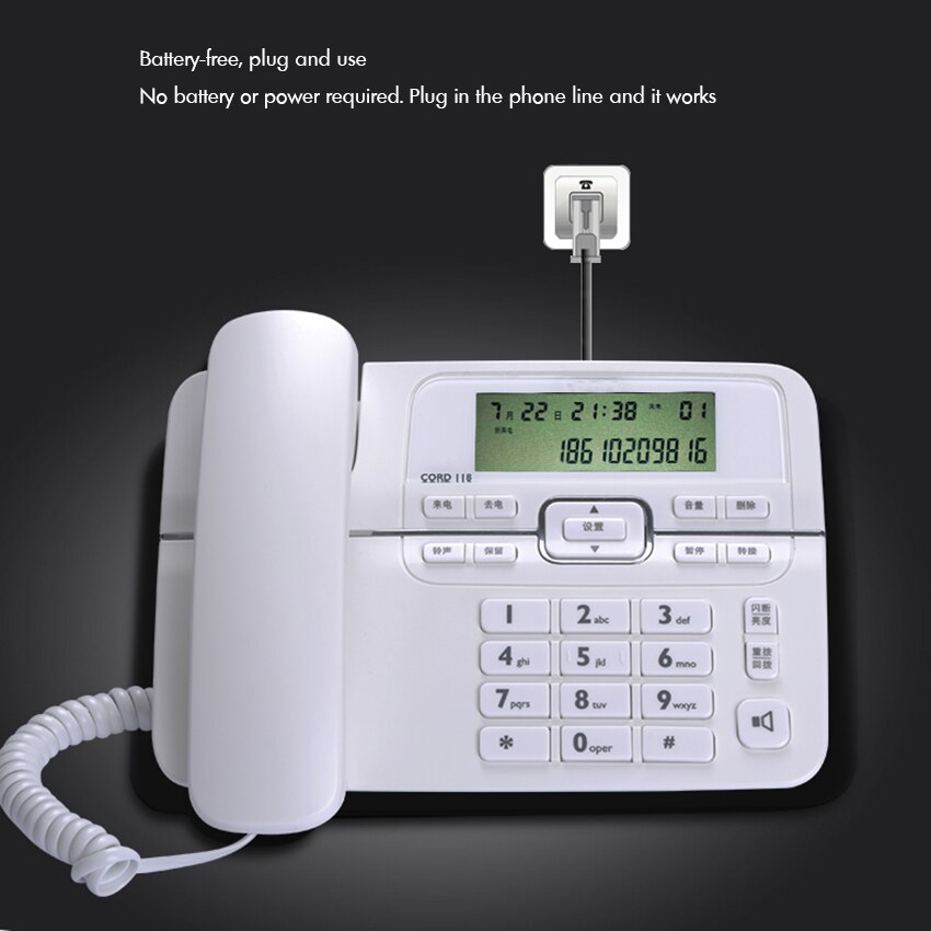 Desktop Corded Telephone with Caller ID, Call Hold, Speakerphone, Adjustable LCD Brightness, Dual Ports Wired Landline Phone