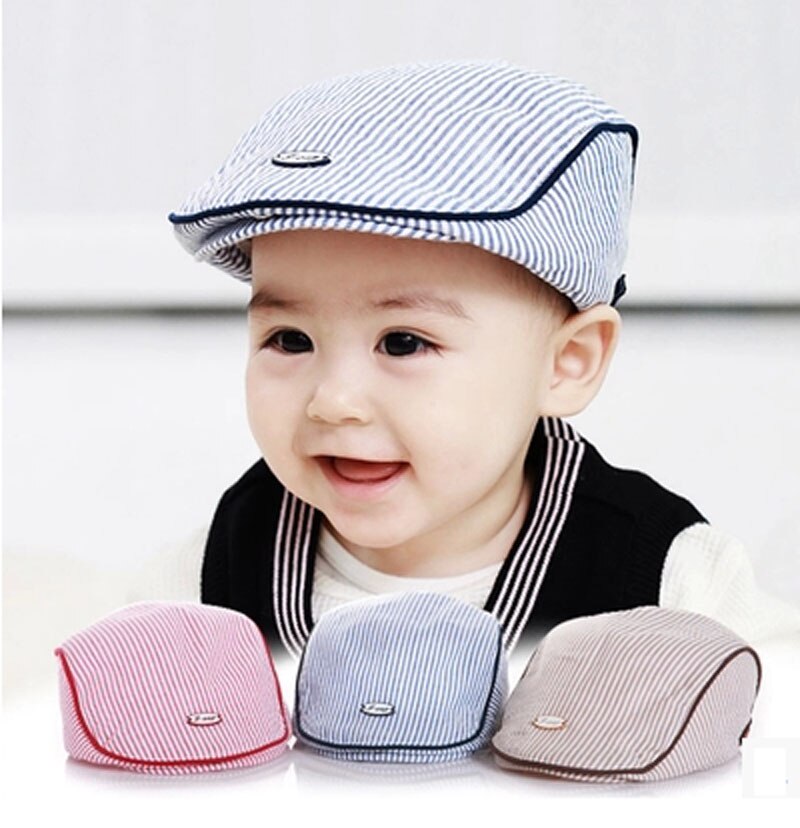 0-2 years spring baby beret hat kids sonbonnet pink blue coffee 3 colors H-011
