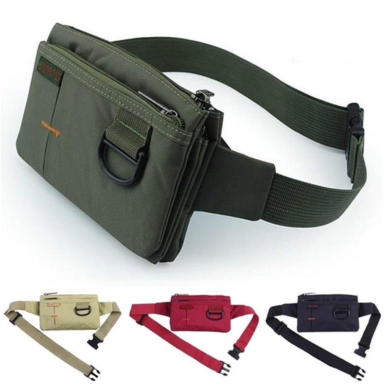 Masculino feminino náilon 4 bolsos à prova dwaterproof água cintura packs moda masculina resistente ao desgaste preto fanny pacote mensageiro bolsa de ombro
