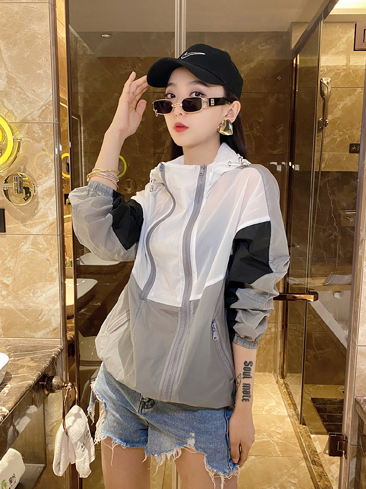 Women Hooded Outerwear Casual Loose Long Sleeve Zipper Jacket Summer Korean Style Streetwear Coat