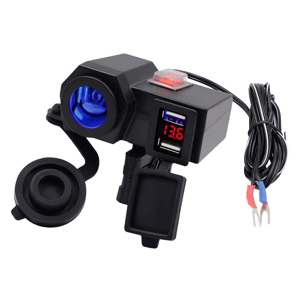 12V Motorfiets Usb Charger Led Voltmeter Sigarettenaansteker Motorbike