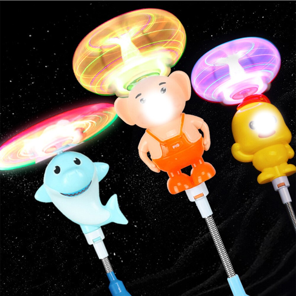 Grappige Muziek Spinning Flyer Lichtgevende Led Licht Handvat Flash Vliegende Speelgoed Led Verlichting Up Lichtgevende Speelgoed Vliegende Speelgoed Glow In de Dark