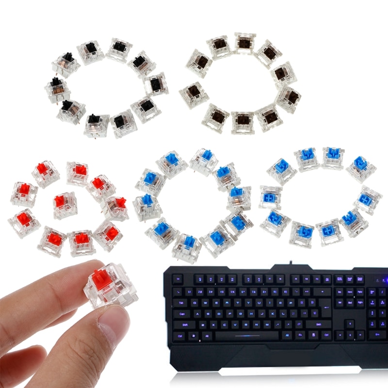 10Pcs 3 Pin Mechanical Keyboard Switch Blue Red Brown Black Replacement For Gateron Cherry MX