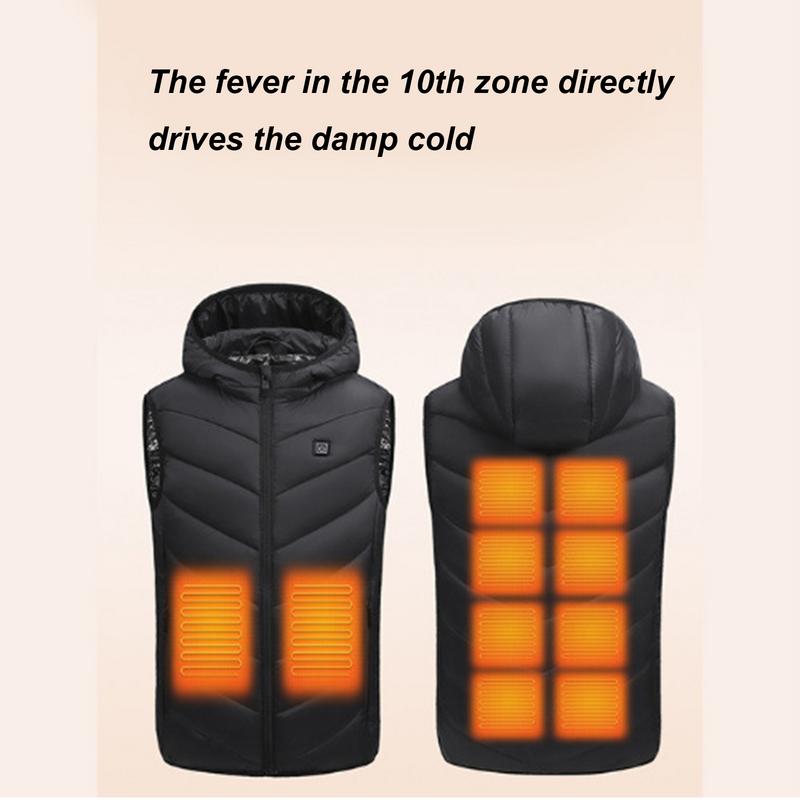 Kinderjas met verwarming voor de winter, verwarmingsvest met 10- zones en capuchon, lichtgewicht elektrisch verwarmd vest met usb-aansluiting voor kinderen, lichaamswarmer voor de winter.