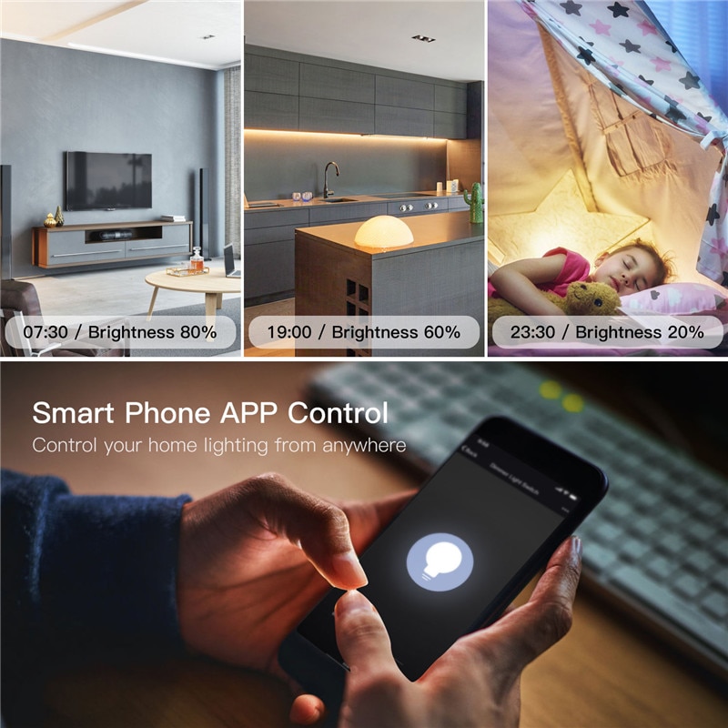 Diy smart wifi lys ledd dæmper switch smart life / tuya app fjernbetjening 1/2- vejs switch, fungerer med alexa echo google home