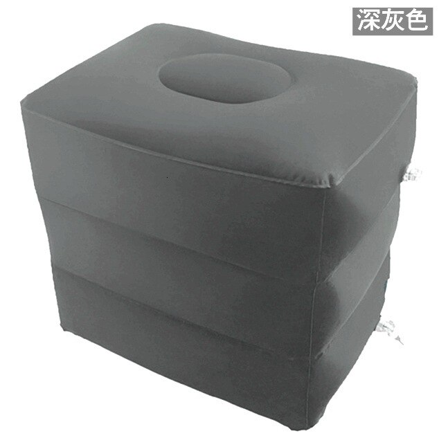 Newest Useful Inflatable Portable Travel Footrest Pillow Airplane Car Plane Train Kids Flight Sleeping Bed Foot Rest Pad: Dark Gray