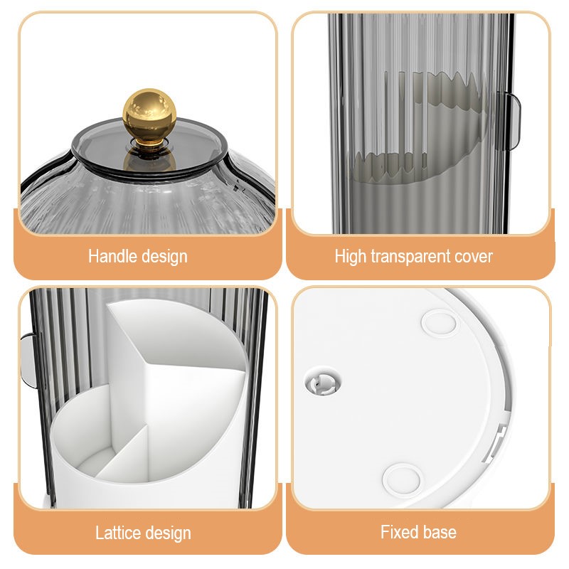 360 ° Rotierender Make-up-Pinselhalter mit Deckel, luxuriöser Kosmetik-Organizer, Lippenstift, Augenbrauenstifthalter, Lidschatten-Aufbewahrungsbox