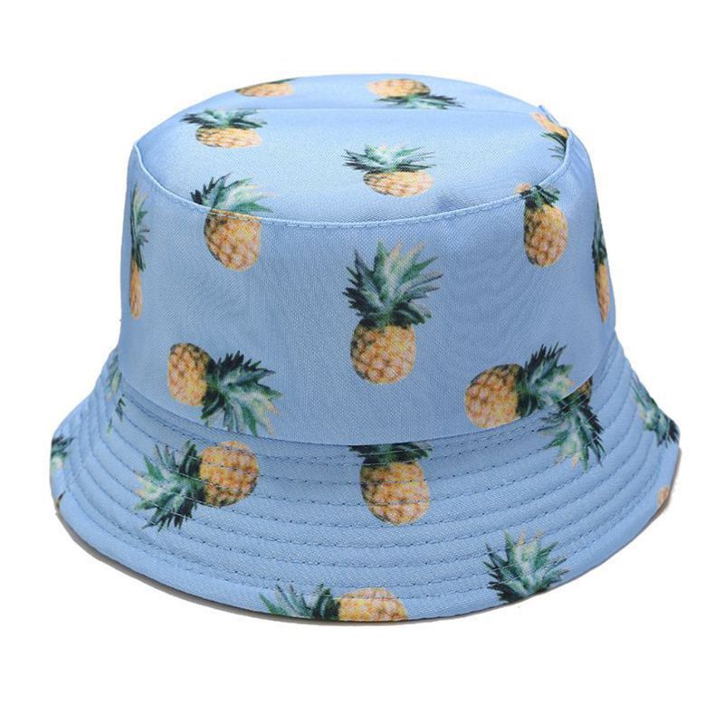 Unisexe été deux côtés porter réversible seau chapeau bohème ananas pastèque Fruits impression pliable pêcheur casquette: 3