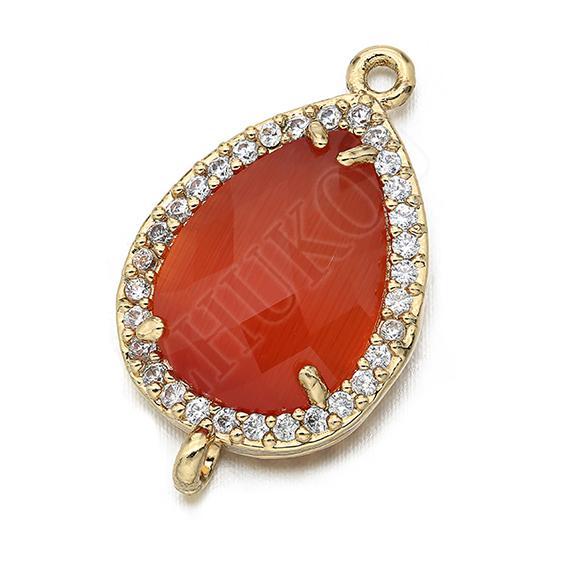 14*23mm Messing Zirconia Waterdruppels vorm Connectors DIY Sieraden Bevindingen Maken, Gat: 1.0mm Model: VS297: Black