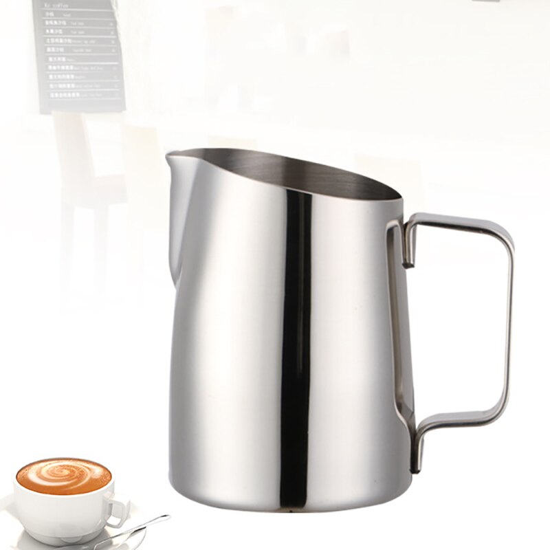 400Ml Stainless Steel Pull Coffee Cup Milk Foam Pot Cup Sharp-Nosed Diagonal Coffee Milk Cup Suitable for Barista Cappuccino Cap