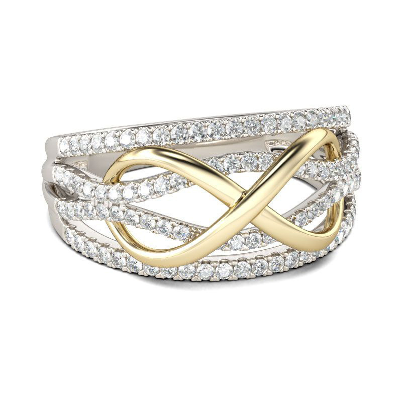 Anillo infinito de Plata de Ley 925 para mujer y novia, joyería brillante de circonita cúbica con lazo y letras 8 Eternity, promesa