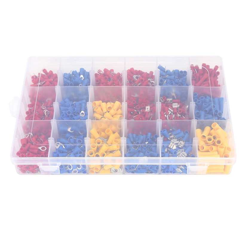 1200Pcs Wiring Terminal Mini Portable Copper Tube Insulated End Wire Connector Kit Electrical Connectors Assortment Kit