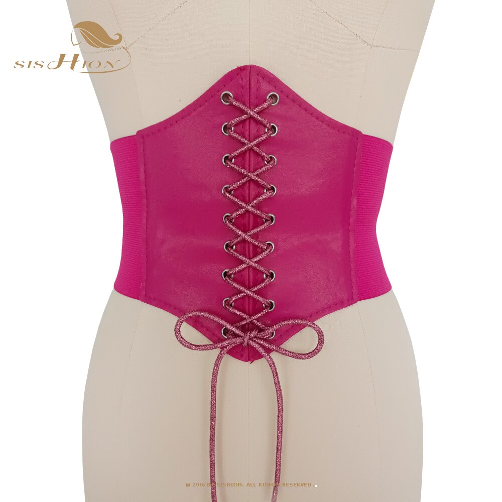 SISHION Gaine Amincissante Femme VD2596 encaje hasta Steampunk cintura ancha negro blanco café debajo del busto corsé cinturón: VD2596PinkPink / L Waist 70-95cm