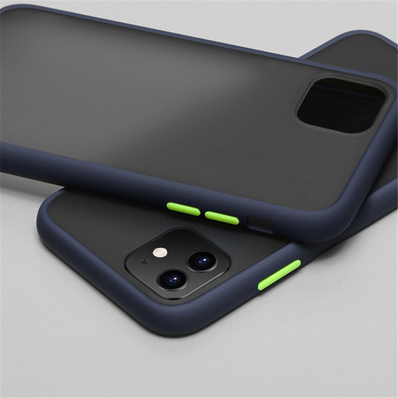 Per Xiaomi Redmi Nota 9S Caso Antiurto Bumper di Colore TPU Cornice Trasparente Della Copertura per la Nota Redmi 9 Pro Max opaco Dura del PC Casi: For Note 9 Pro Max / Dark blue